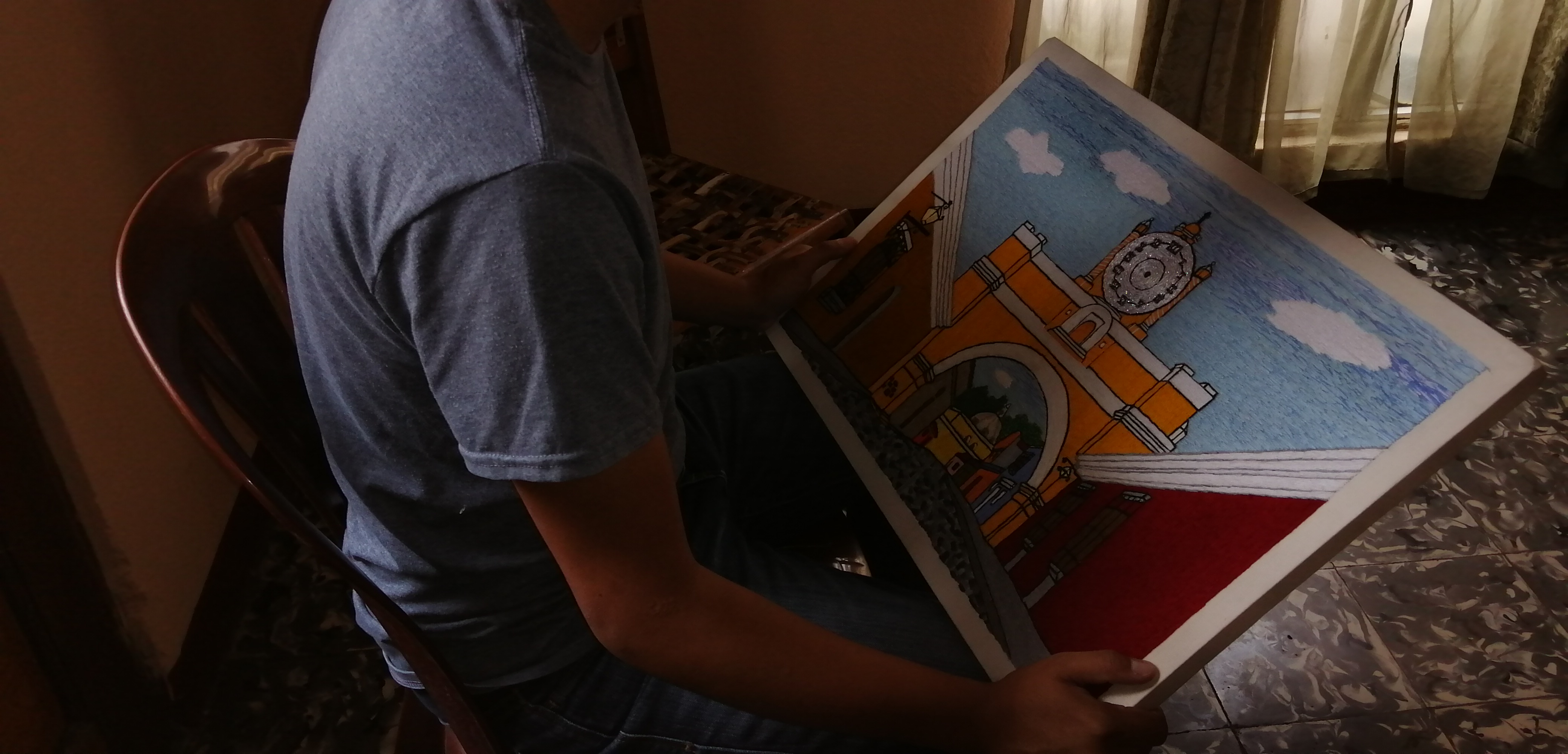 Obra terminada y enmarcada para exhibirse